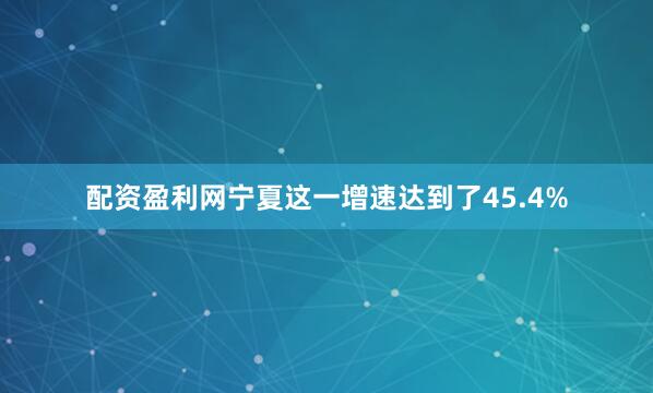 配资盈利网宁夏这一增速达到了45.4%